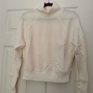 Alo Women's Cream waffle knit mock Turtleneck Sweater